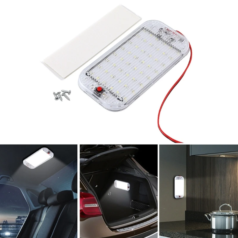 48 LED Panel Light 12V-85V Car Interior Reading Lamp Dome Roof Ceiling Cabin Light with On/Off Switch for Truck RV Boat Camper