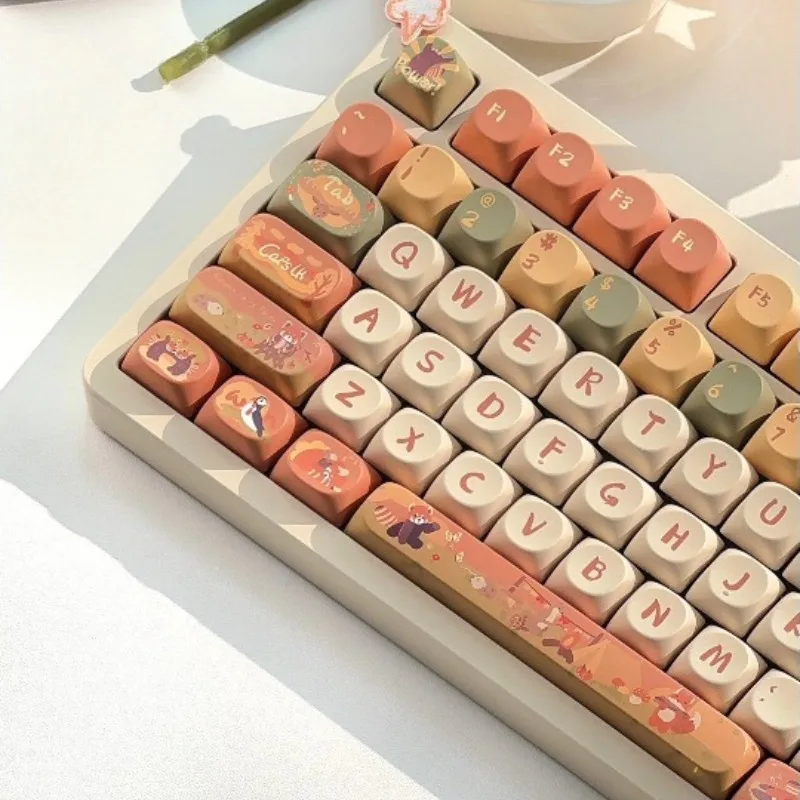 

Little Panda and Forest Theme Keycaps Set Customized PBT Sublimation SO Profile Keyboard Cap for Mechanical Keyboard Accessories