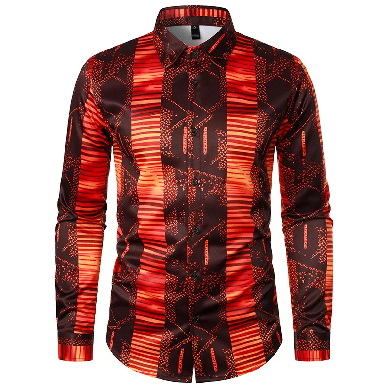 

Vintage Printed African Shirt Men 2023 Brand Slim Fit Long Sleeve Mens Dress Shirts Luxury Baroque Streetwear Shirt Male Camisa