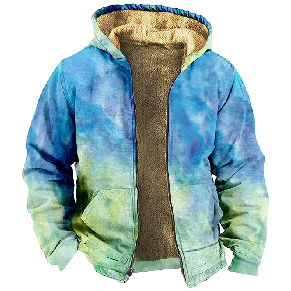 2023 moda cappotti invernali per uomo donna Tie Dye felpa con cappuccio manica lunga colletto alla coreana felpa con cerniera abbigliamento Unisex