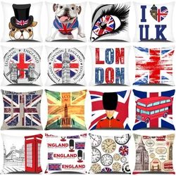 LOVE British Series Printed Cushion Cover Cute Cartoon Guard London Street Scene Pillow Cover Home Seat Decorative Pillowcase