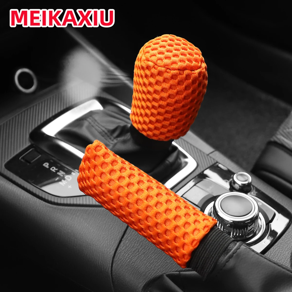 2-piece breathable 3D mesh decorative cover for manual shift lever and handbrake lever of car, automotive supplies