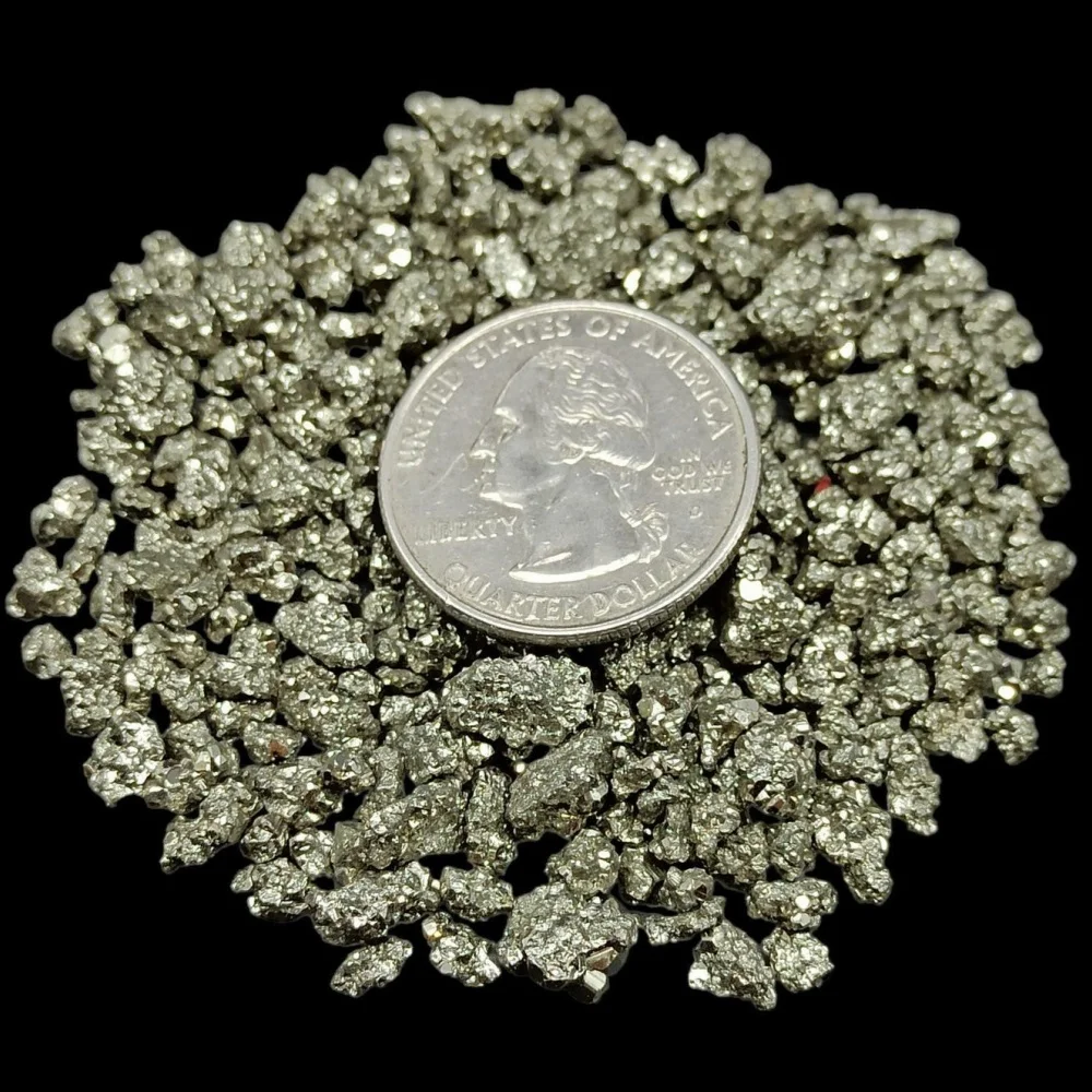 

2-5mm Crushed High Luster Pyrite Chips from Peru, Pea-Sized Gravel for Embellishments, Mineral Crafts, Orgone, and Resin Art