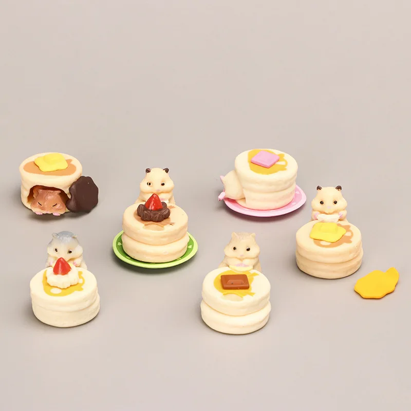 1Set Random Doll House Hamster Eatting Desserts Hamburger Food Mini Decoration Toys-Toy