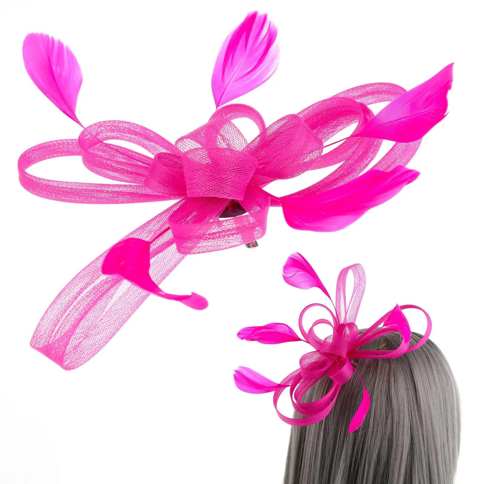 

Elegant Feathered Fascinator Clip Wedding Bridal Accessories Party Banquet Formal Occasions Decorative Pins 1920S Style Cocktail