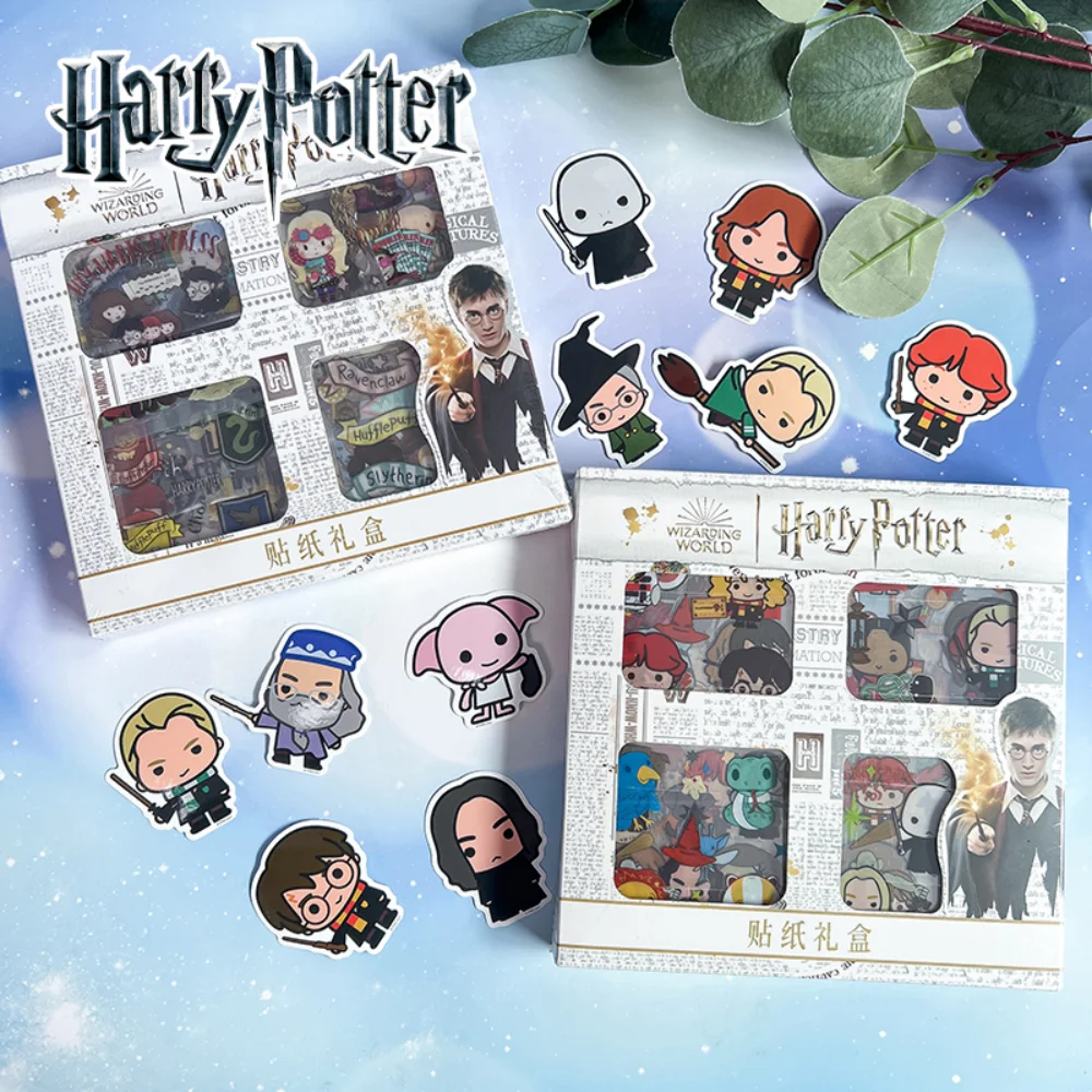 Juego de 60 hojas de pegatinas de Harry Potter auténticas, pegatina decorativa de cuenta de mano de dibujos animados, calcomanía impermeable para mascotas, caja de regalo, Juguetes