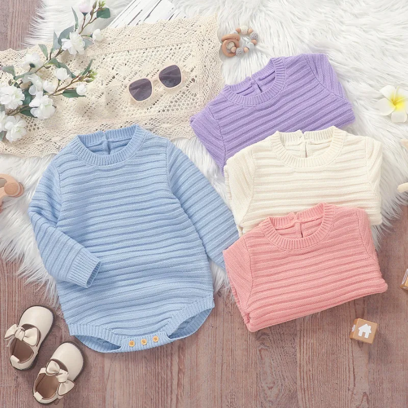 

RUEWEY 1 to 18 Months Baby Boy Girl Sweater Bodysuit Autumn Winter Clothes Casual Cable Knit Long Sleeve Jumpsuit Newborn