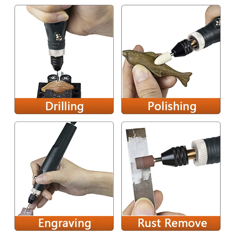 Mini Drill Variable Speed Drill Electric Carving Pen Dremel Rotary Tool DIY Jewelry Metal Engraver Pen for Grinding Polishing