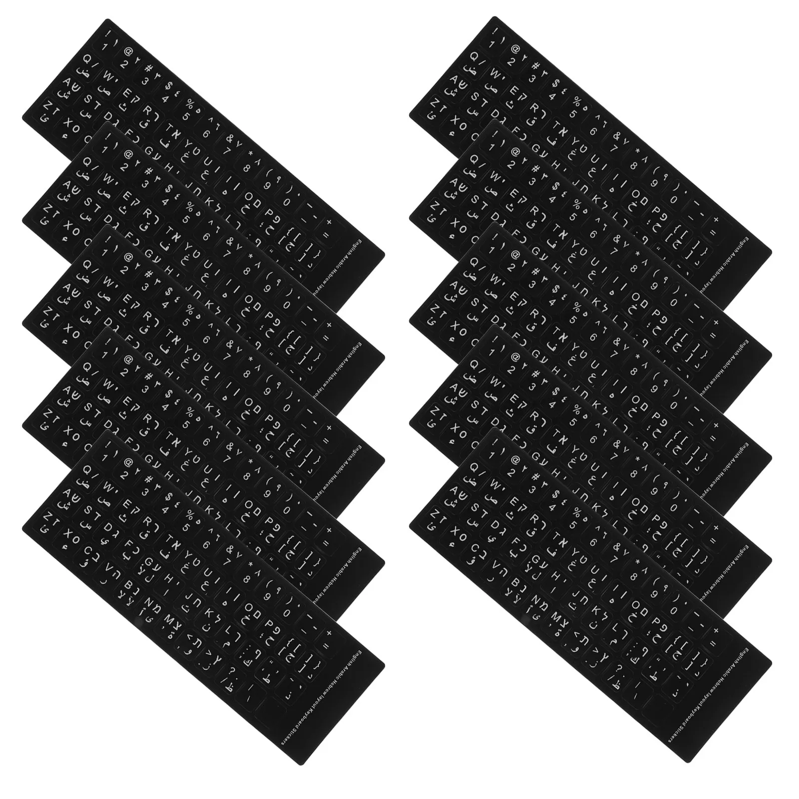 10Pcs Keyboard Sticker Set English Arabic Hebrew Matte Replacement Key Decals Precise Fit for Mechanical Membrane Keyboards