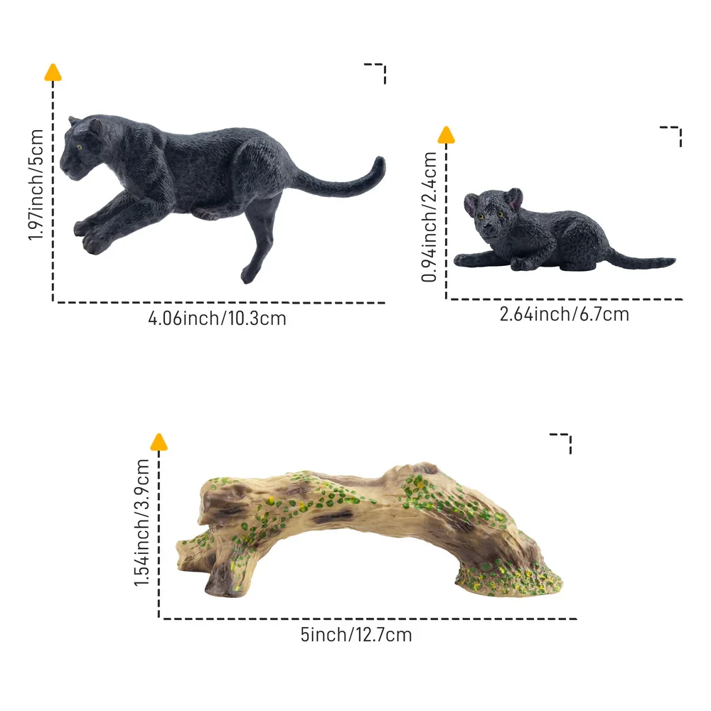 7-teiliges schwarzes Simulations-Jaguar-Figuren, Tiermodell-Spielzeug in Tierwelt für Kinder, Geschenkset, Mini-Sammelfiguren
