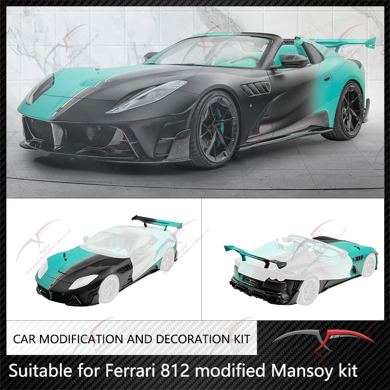 Suitable for Ferrari 812 Mansoy kit, front and rear bumpers, side skirts, rear spoiler, carbon fiber modification kit decoration