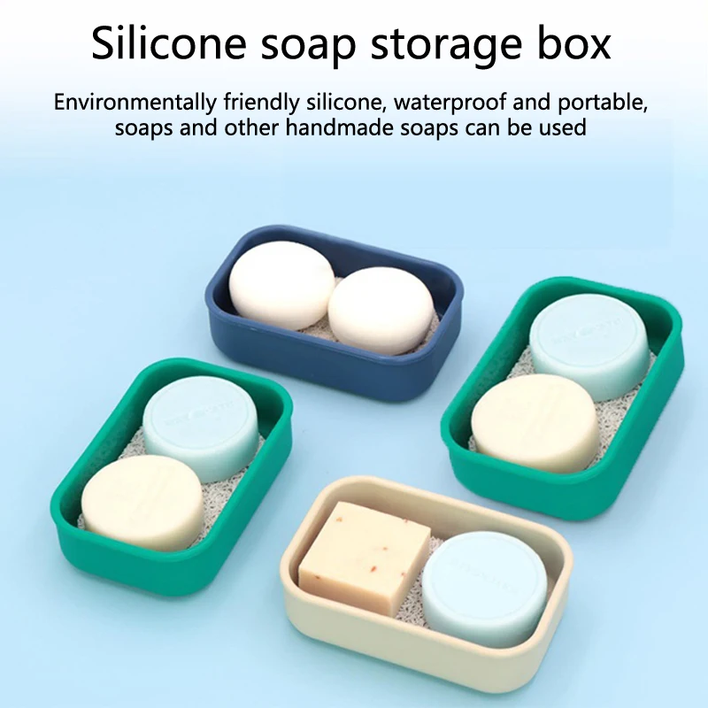 Portable Travel Silicone Soap Box With Lid Leak-Proof Soap Holder Non-Slip Soap Container For Travel And Home Use