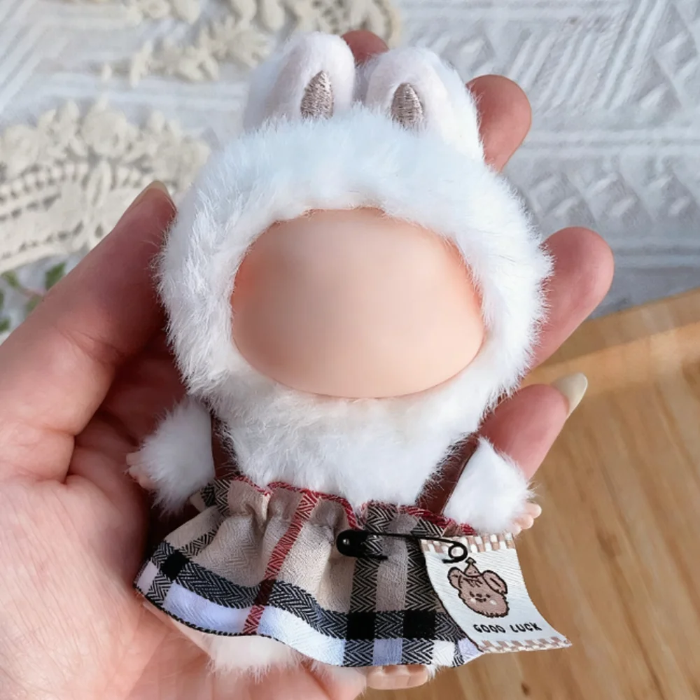 Ubranka dla lalek 10 cm dla Labubu 4.0, wzór w panterkę, luksusowe designerskie stroje dla lalek, spódnica, zestaw ubrań.