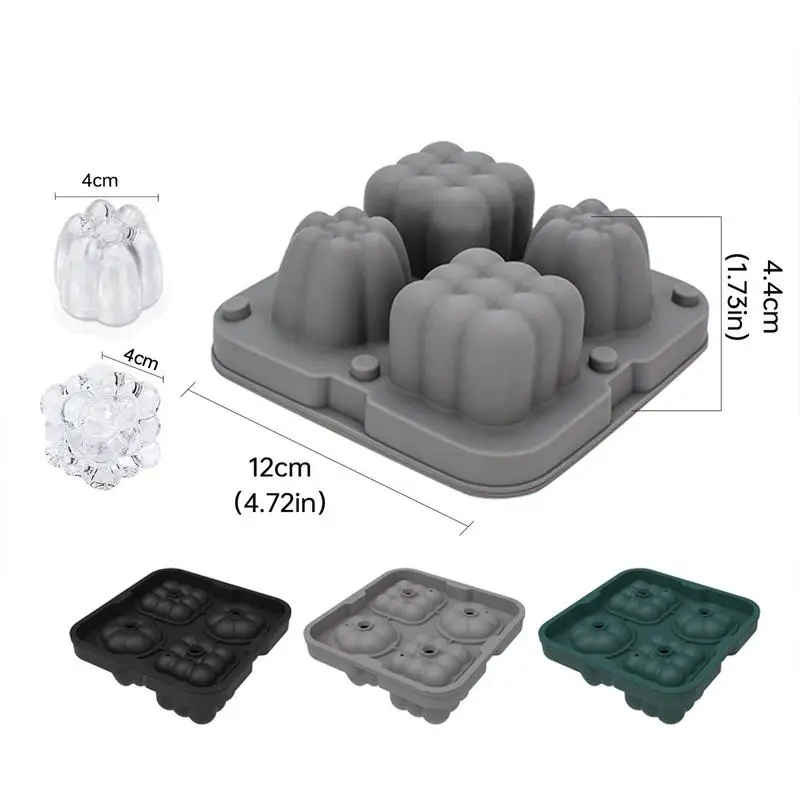 Ice Cube Trays With Lids 4 Cavities In 2 Styles Durable & Reusable Creative Silicone Ice Ball Maker Mold For Whiskey Cocktail