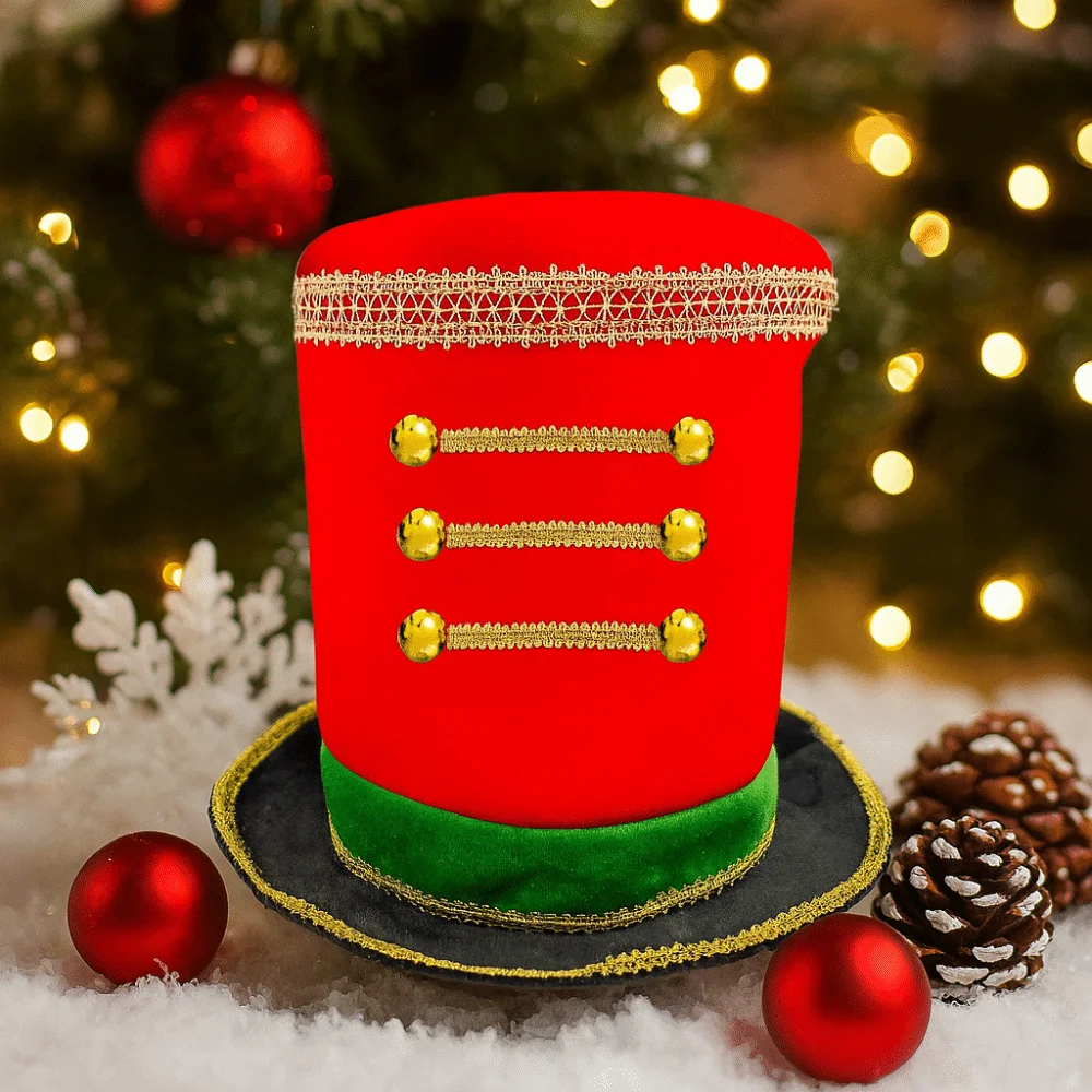 Plastic Christmas Welcome Hat Comfortable Checkered Glitter Sequin Christmas Hat Ornaments Cosplay Christmas Party Cap