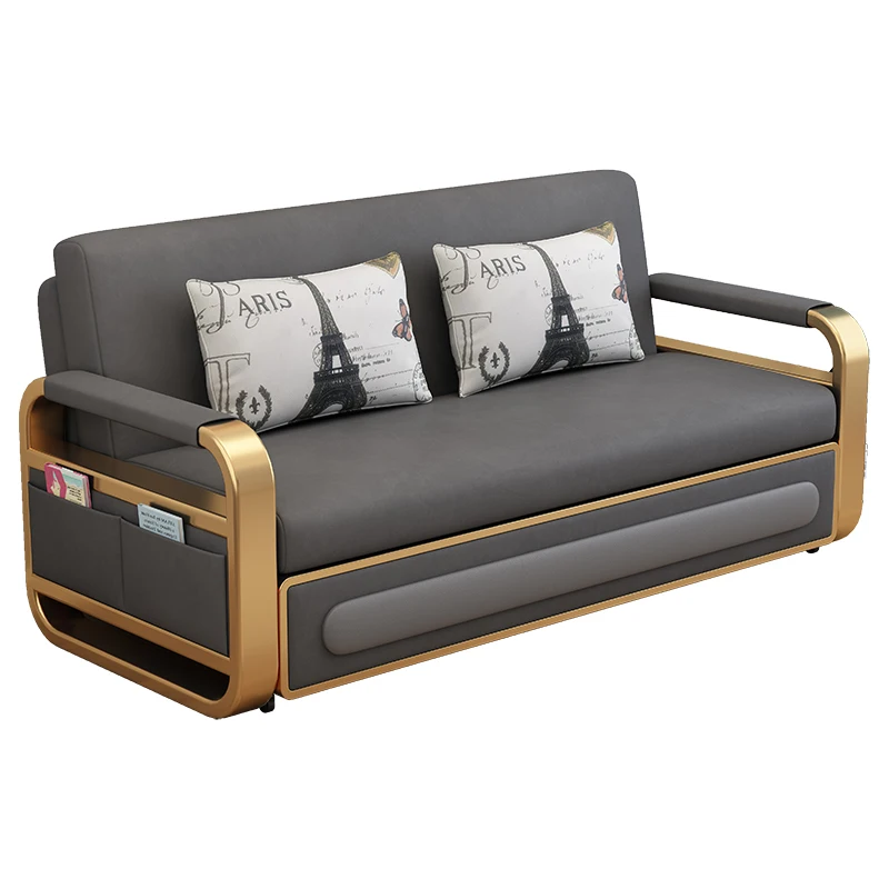 Sofa bed dual-purpose multi-functional telescopic storage small apartment household living room push-pull single double technolo