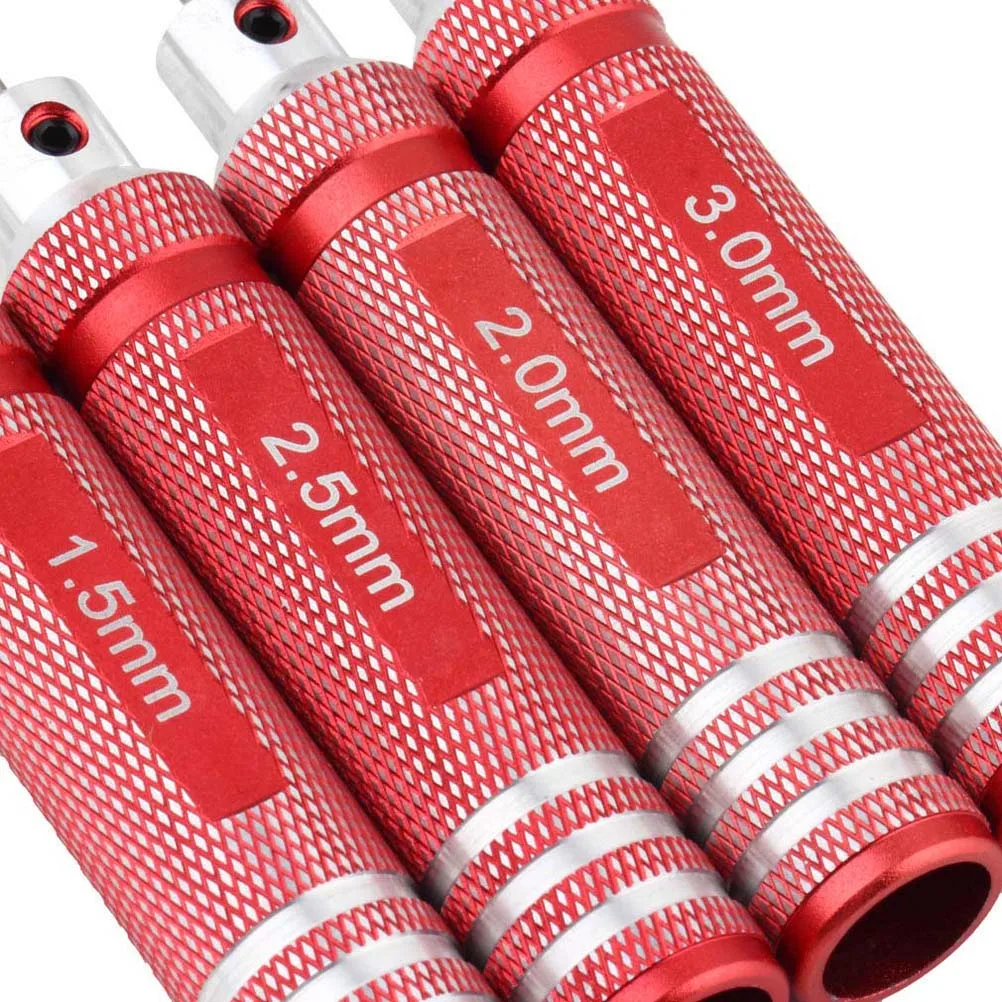 

4pcs Hexagonal Screwdriver Set 195mm Length 90x18mm Handle Red Durable Aluminum Steel for RC Helicopter Disassembly