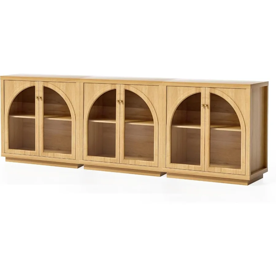 

Буфет-буфет, набор из 3 шт., шкаф для хранения с регулируемой полкой, модульная акцентная витрина с акриловыми дверцами, консоль