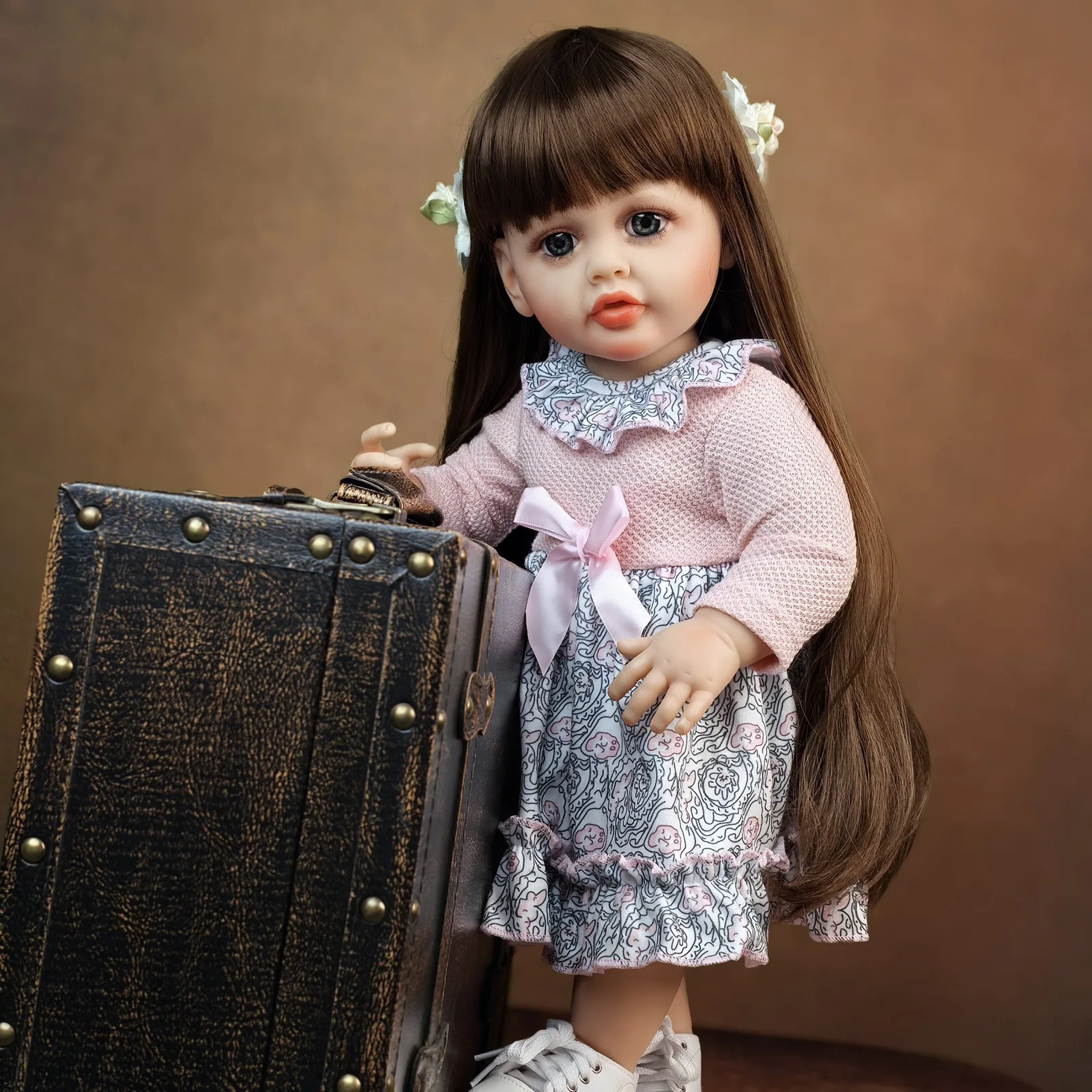 Fashion Realistic 55 Cm Reborn Baby Dolls Girl Full Silicone Vinyl Reborn Doll Newborn DIY Dress up Gift Toy Kids Playmates