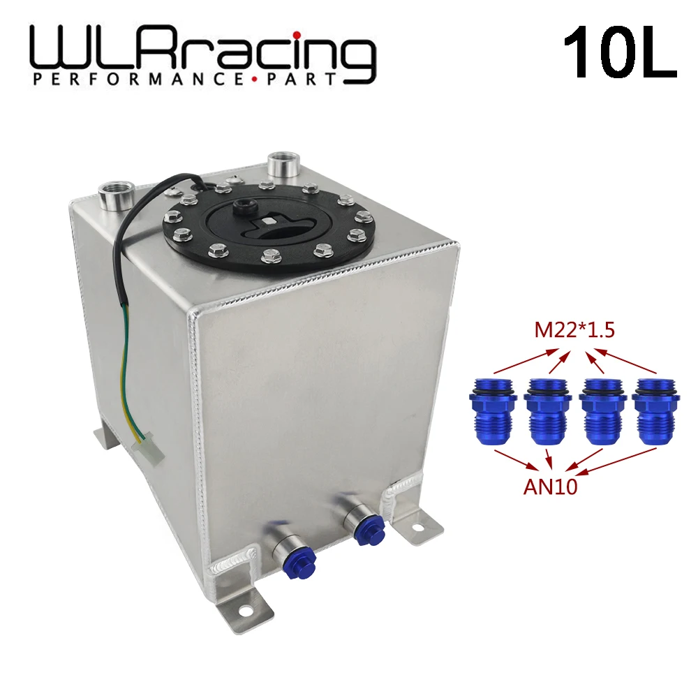 WLR RACING - 10L Aluminium Fuel Surge tank mirror polish Fuel cell with foam inside/sensor 5 Pieces WLR-TK38