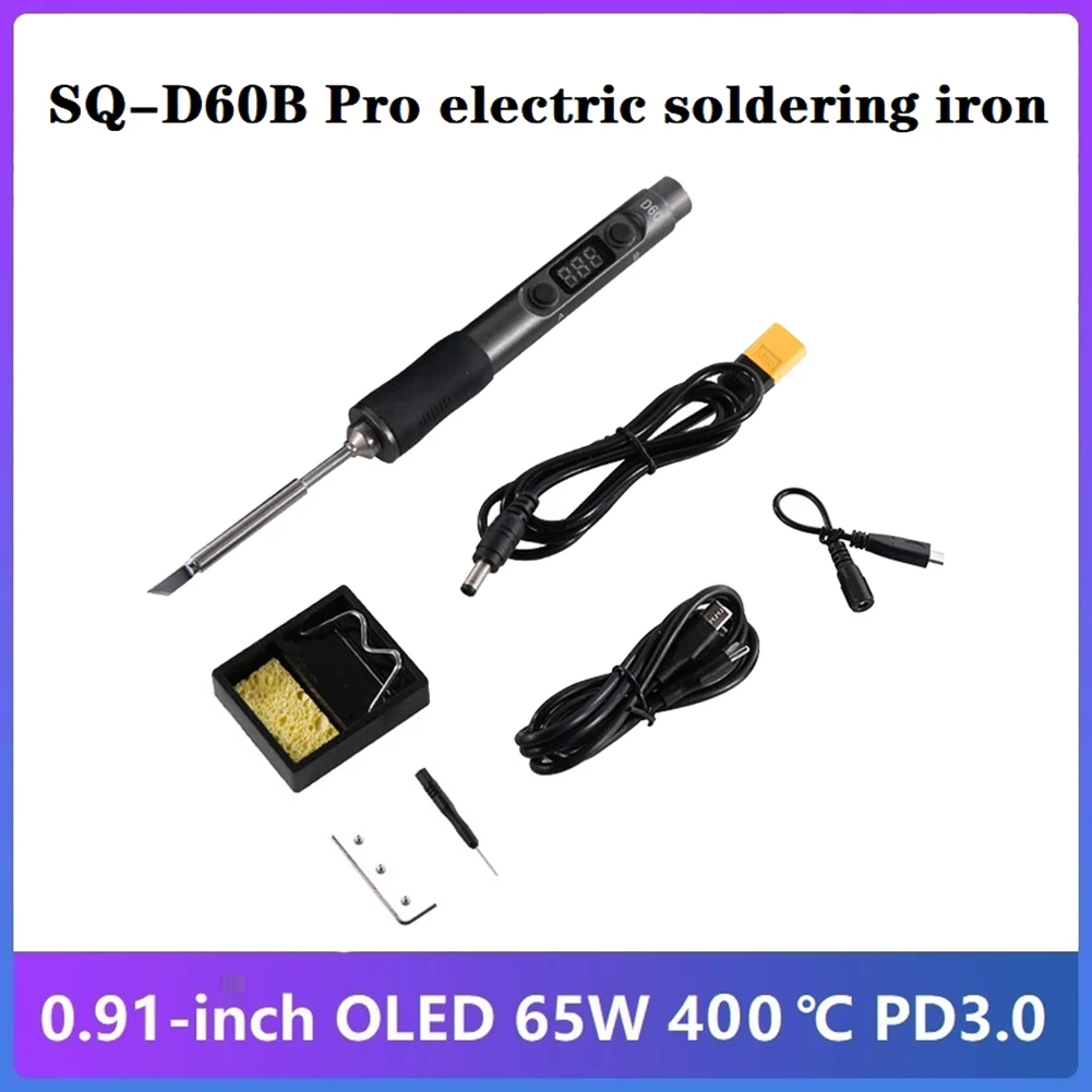 SQ-D60B Pro 65W Electric Soldering Iron 400 ℃ Thermostatic Adjustable Soldering Iron PD3.0 Outdoor Repair Welding Tool