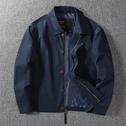 Men's American Retro Casual Jacket Spring Autumn Youth Lapel Tooling Simple Top Coat for Everyday Wear