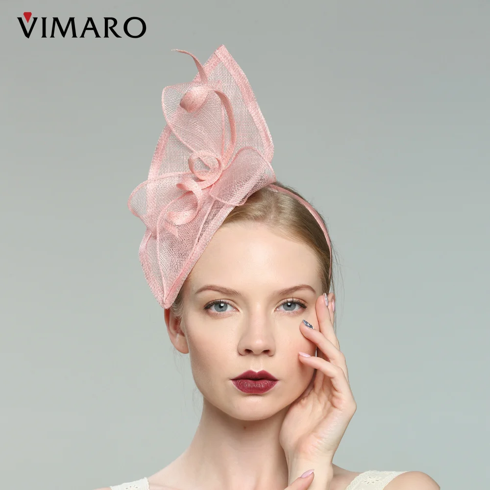 VIMARO Pink/Red Sinamay Fascinators for Women Elegant Headbands Fascinator Hats for Women Wedding and Church Women's Hat Derby