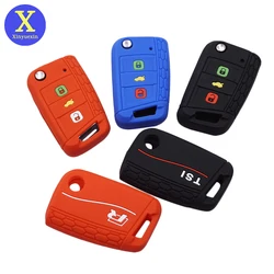 Xinyuexin Silicone Rubber Car Key Cover Case Fob for VW New Polo Golf 7 Mk7 Tiguan SKODA Octavia A7 Kodiaq Karoq SEAT Ateca Leon