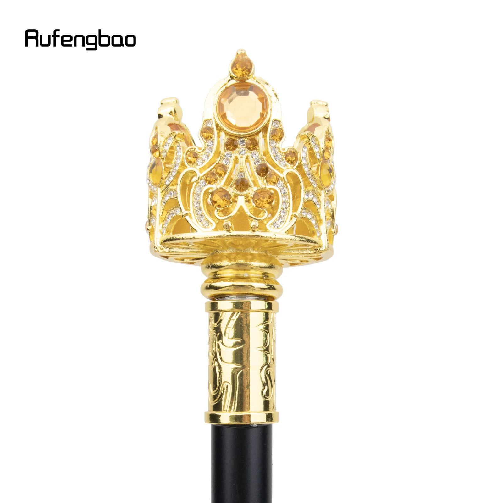 عصا زخرفية من الألماس الاصطناعي على شكل تاج ذهبي - قصب مستوحى من الطراز القديم مقاس 36 بوصة للحفلات التنكرية والستيمبانك والحفلات التنكرية