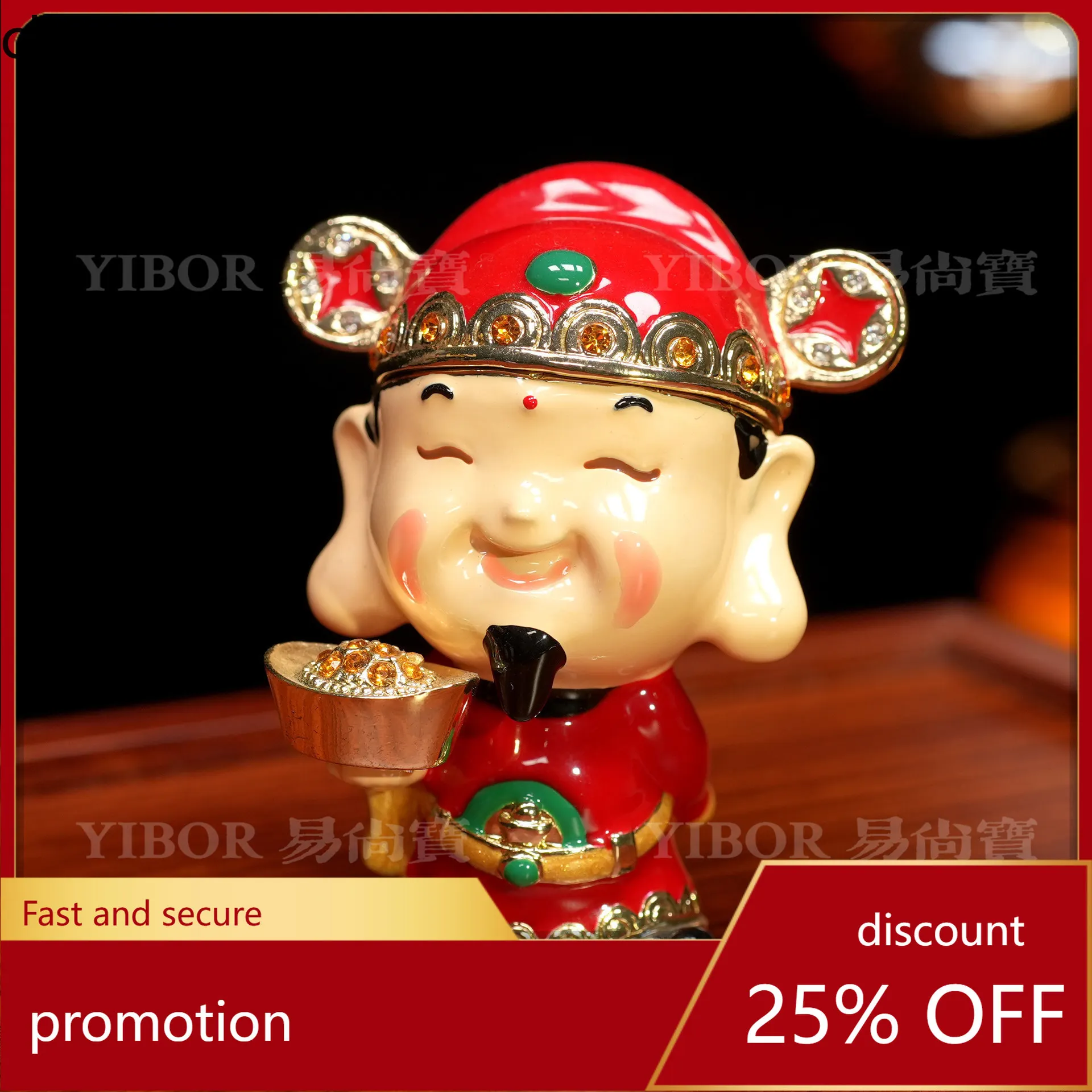 

H1 Enamel Jewelry Box Creative Home Decor Fortune God Figurine Gift Decoration