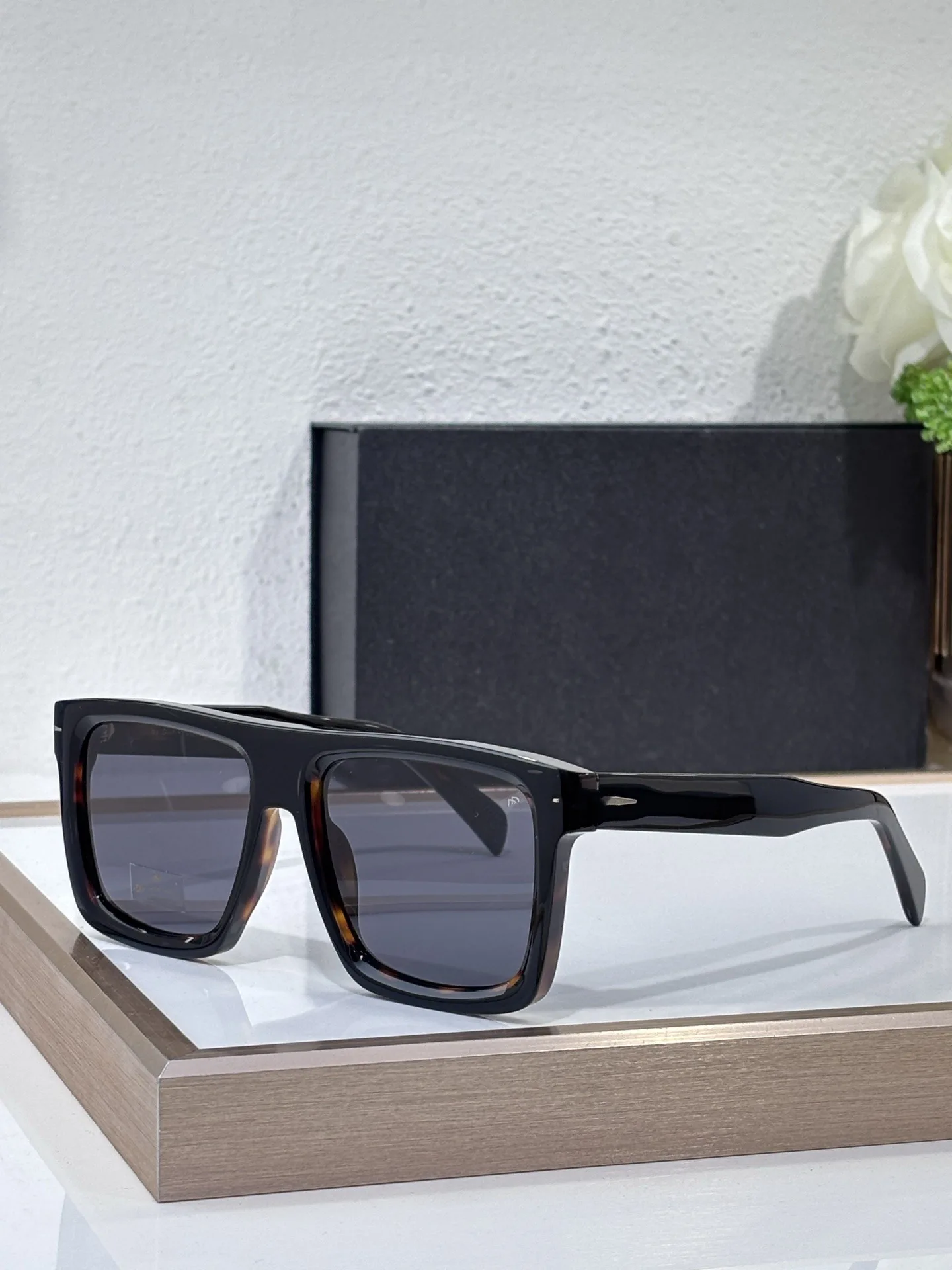 DB 7134 Acetate Sunglasses Black Tortoise Square Frame Ins Xiaohongshu UV Protection Unisex Casual Shades Eyewear 100%