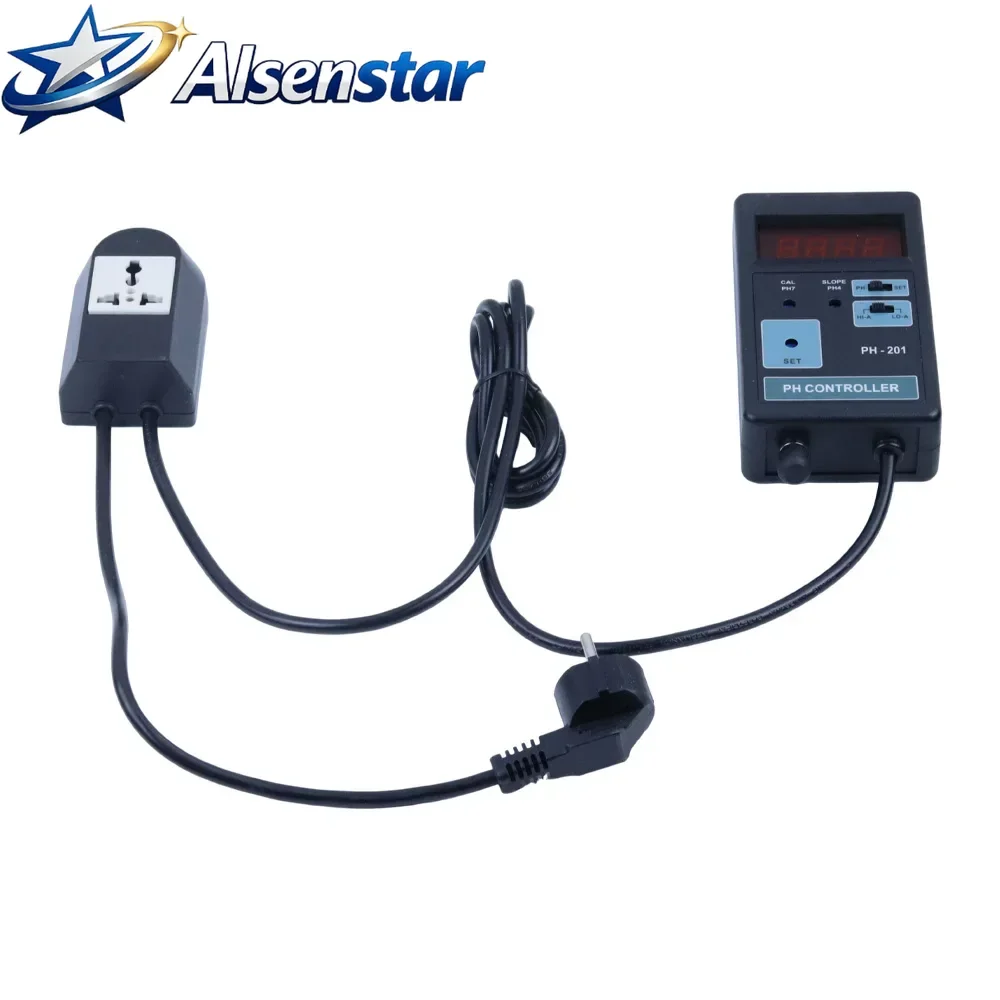 PH-201 Digital LCD Display PH CO2 Controller Meter Aquarium Fish Tank 0.00~14.00PH Range + Switched Socket AC 100-240V