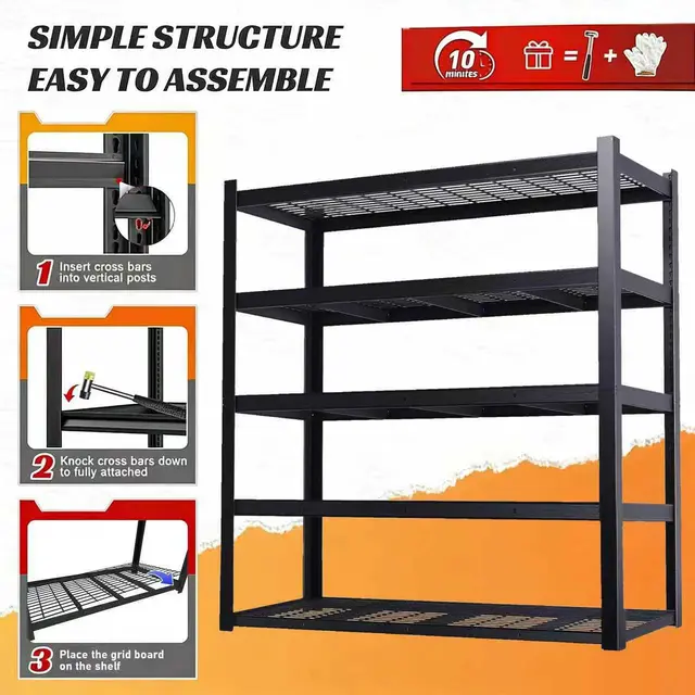 Nnovaroom  72" Adjustable Metal Double Layer Column Shelving, Commercial Grade Utility Rack for Warehouse, Basement, Kitchen 4