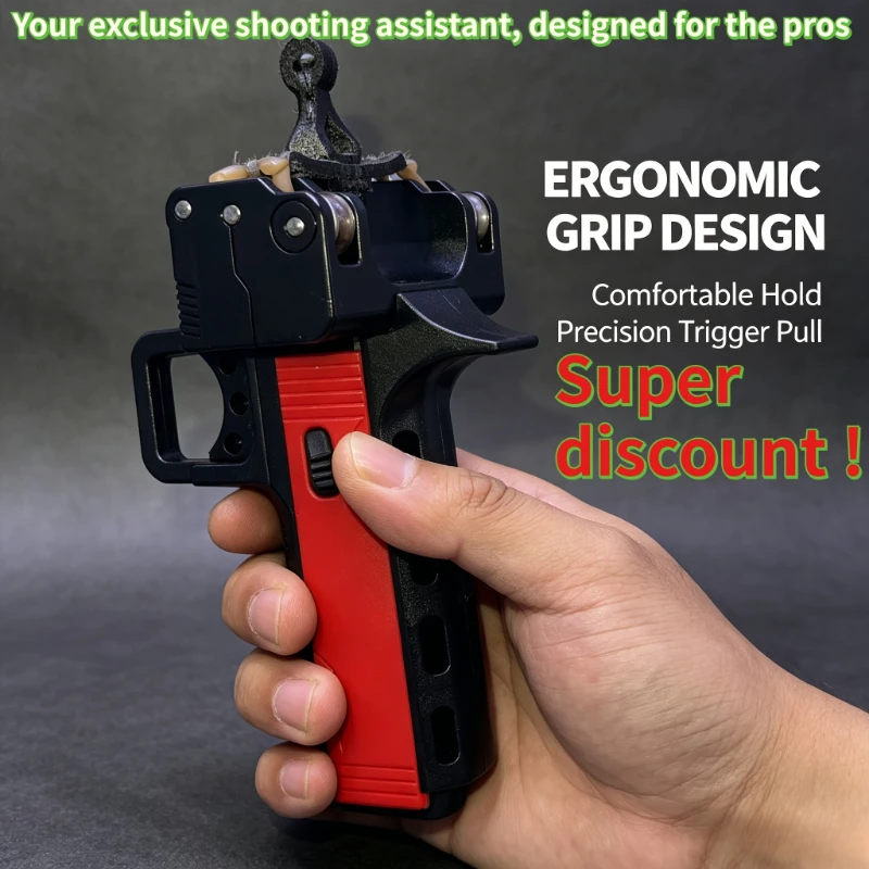 New Portable Adult Practice Launcher - Includes 2 Automatic Magazines - 2 Replacement Elastic Bands - 72 Steel Balls, Suitable for Backyard Training and Outdoor Target Practice