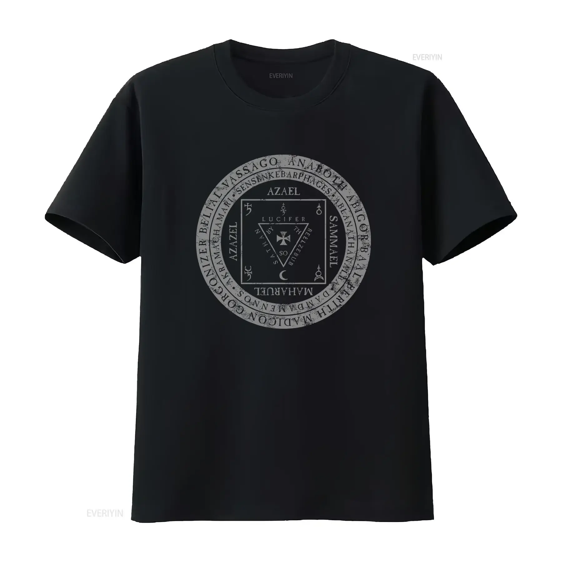 Ars Goetia T shirt Demon Seal Lesser Key of Solomon Lucifer Azazel Sammel Design vintage Washed Slightly homme Soft Breathable