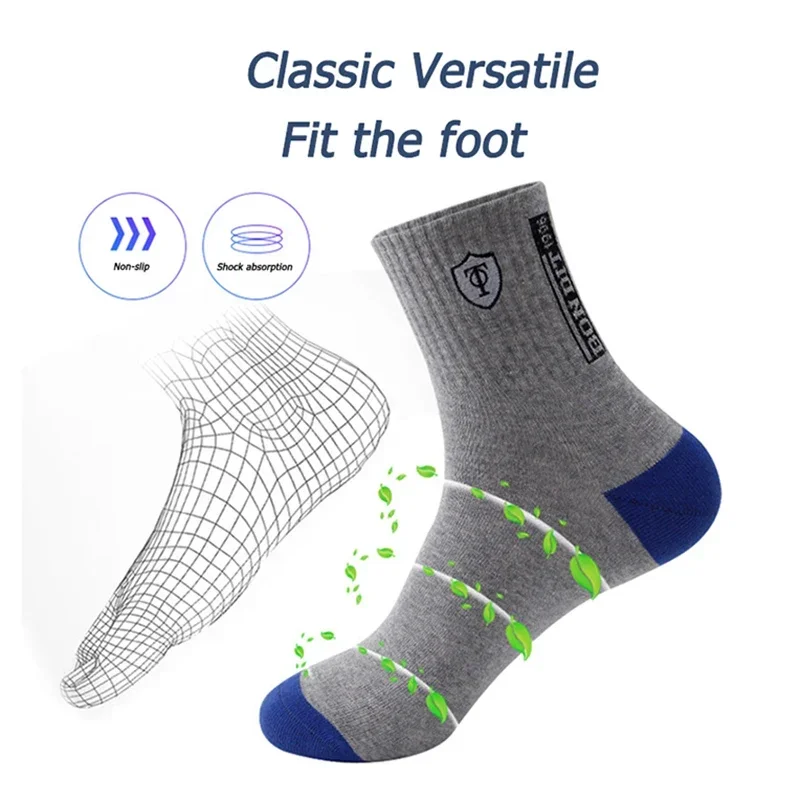 10pairs Breathable Cotton Sports Stockings Men Bamboo Fiber Autumn and Winter Men Socks Sweat Absorption Deodorant Business Sox