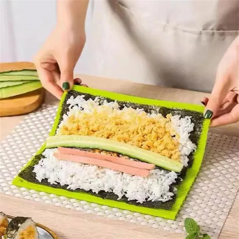 1PC Imitation Bamboo Sushi Roller Curtain Tool Silicone Sushi Roll Mold Commercial Nori Sushi Nori Bag Rice Special Bento