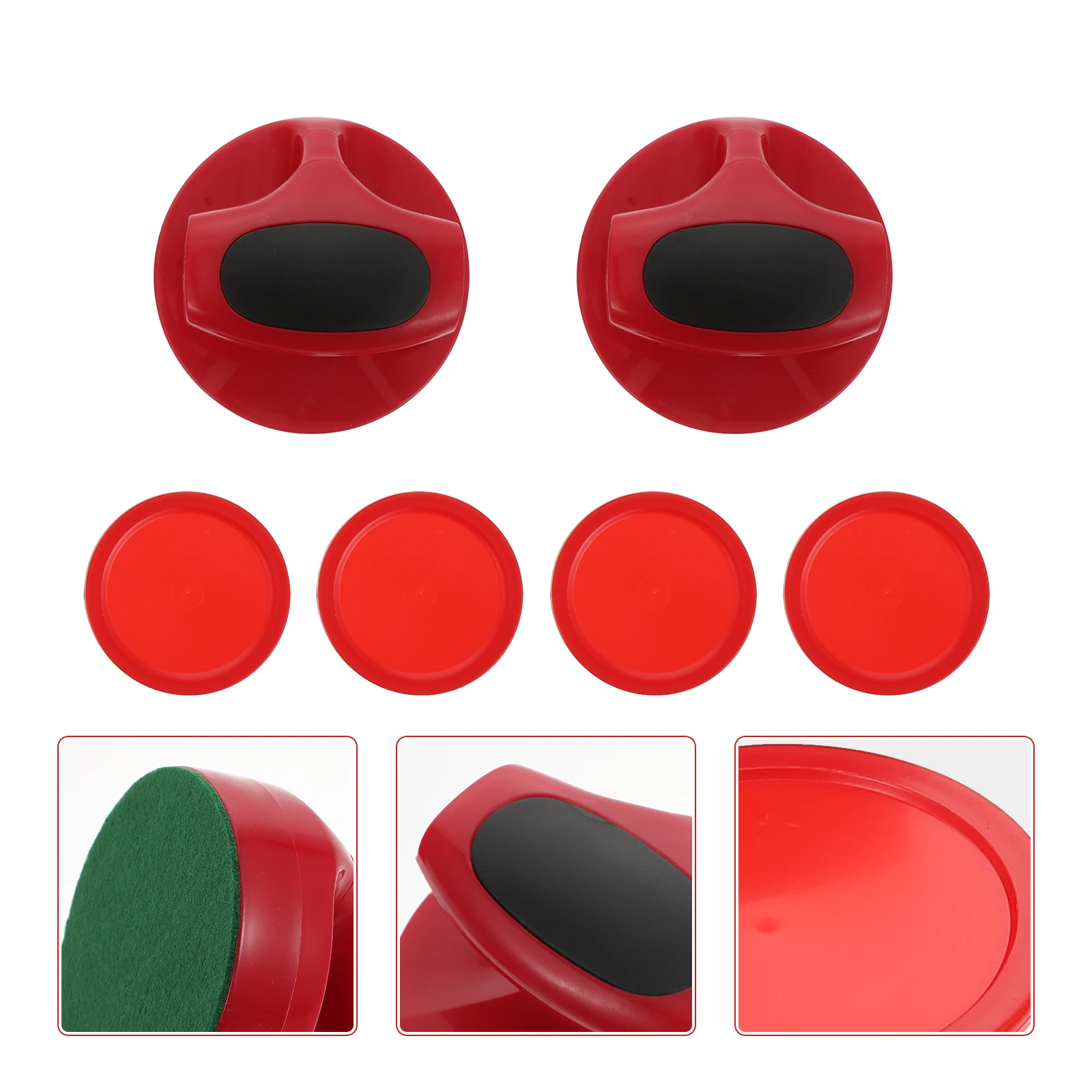 

1 set 1 Set Air Hockey Pushers Pucks Replacement Parts Home Tables Durable Plastic Striker Felt Bottom Glide Smoothly Fit Most