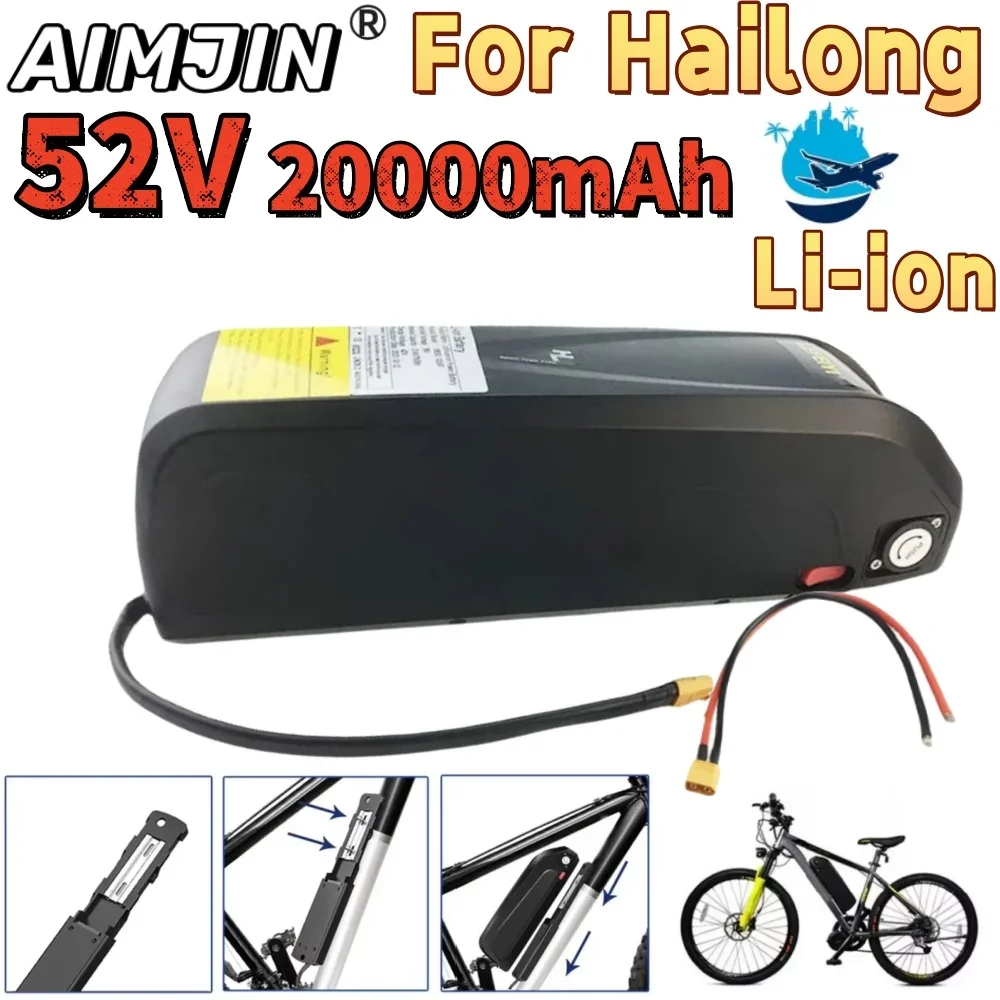 52V 20Ah For Hailong Battery 20Ah Battery with BMS for 52V 250W 350W 500W 750W 1000W power battery pack with charger