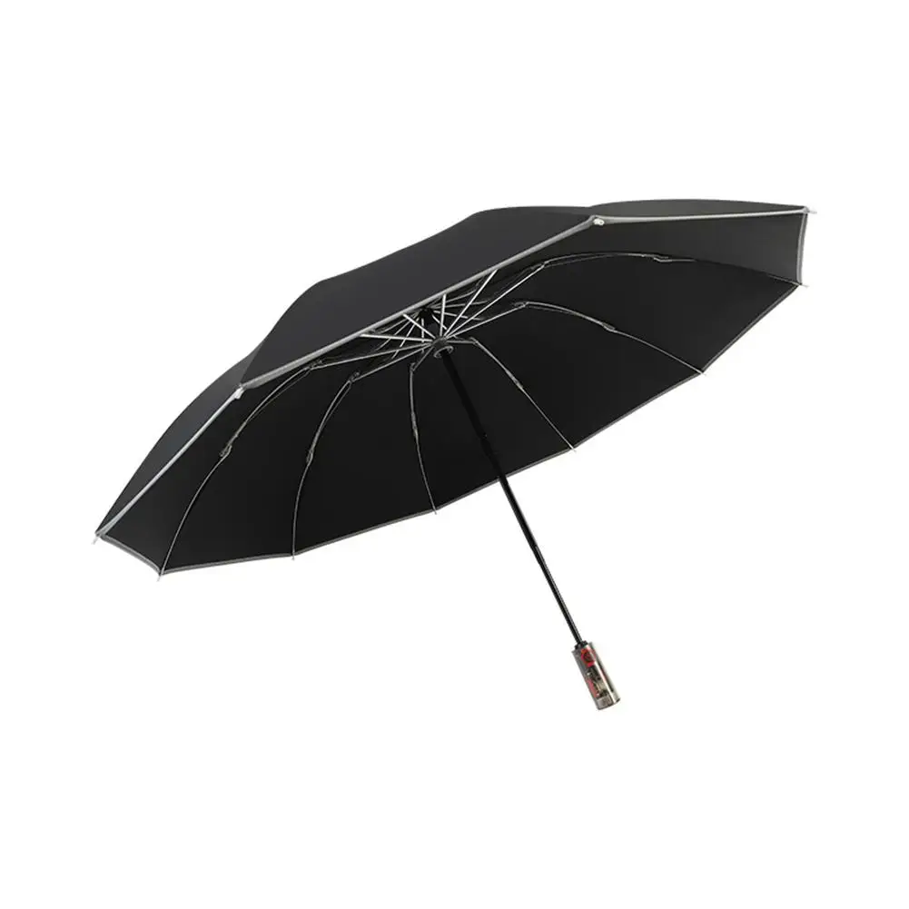 Mechanical Automatic Reverse Umbrella 10 Ribs Three Folding Anti-rebound Reflective Foldable Men Business Umbrella