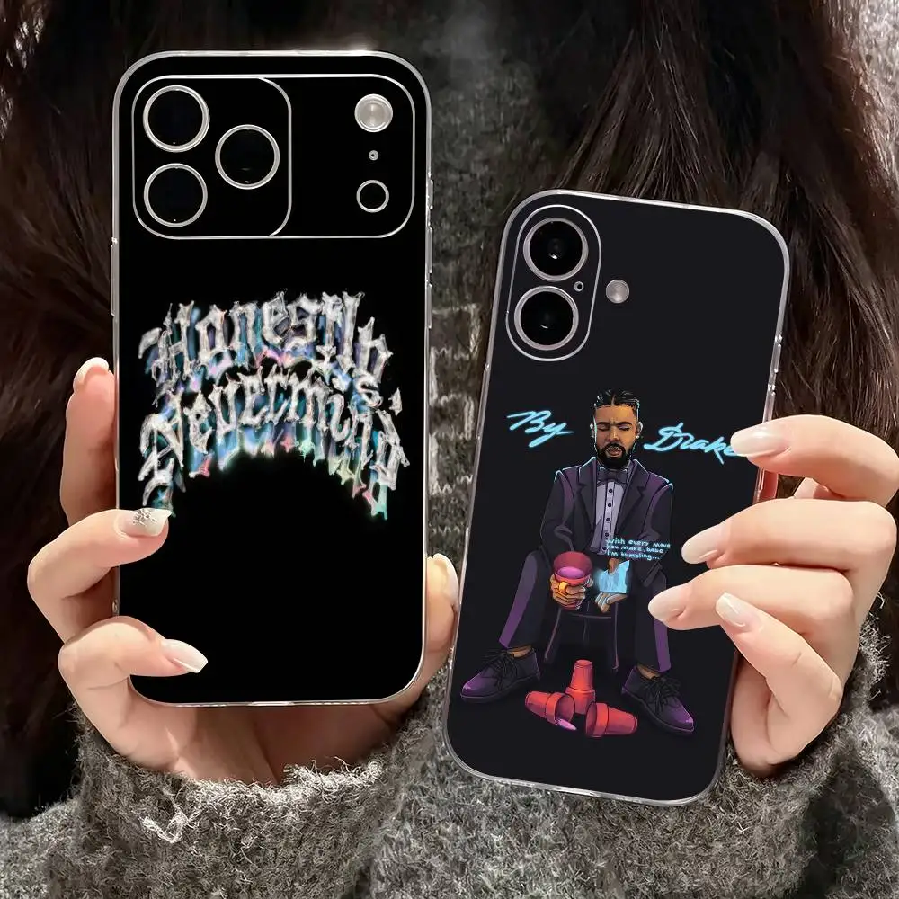 Coque de téléphone souple transparente pour iPhone 17, 16, 15, 14, 13, 12, 11 Plus, Pro Max – Nouveau album Drake « Honestly Nevermind »