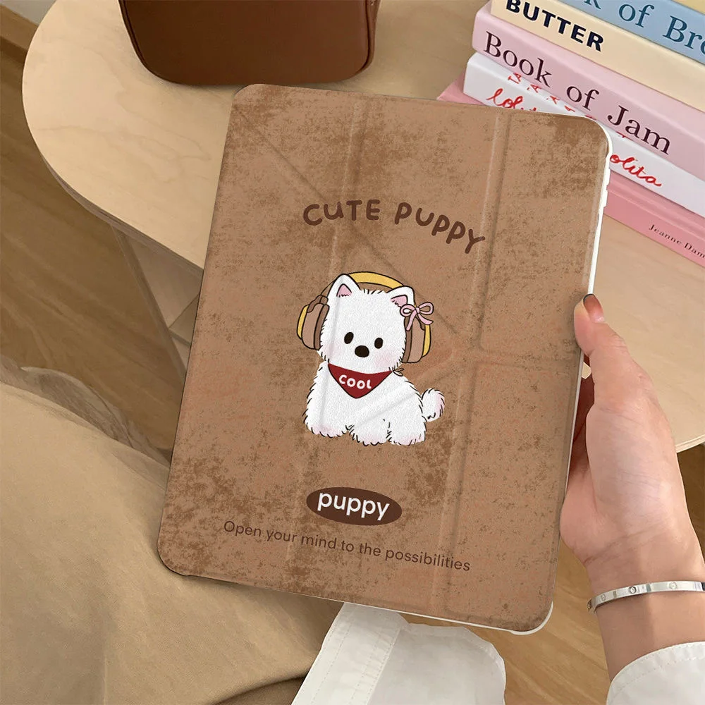 

Чехол с милым щенком для iPad Pro 11 12,9 Air 11 13 9,7 10,2 A16 5 6, 7, 8, 9, 10 Air 5 4 3 10,9 Mini 7 6 с держателем для ручки