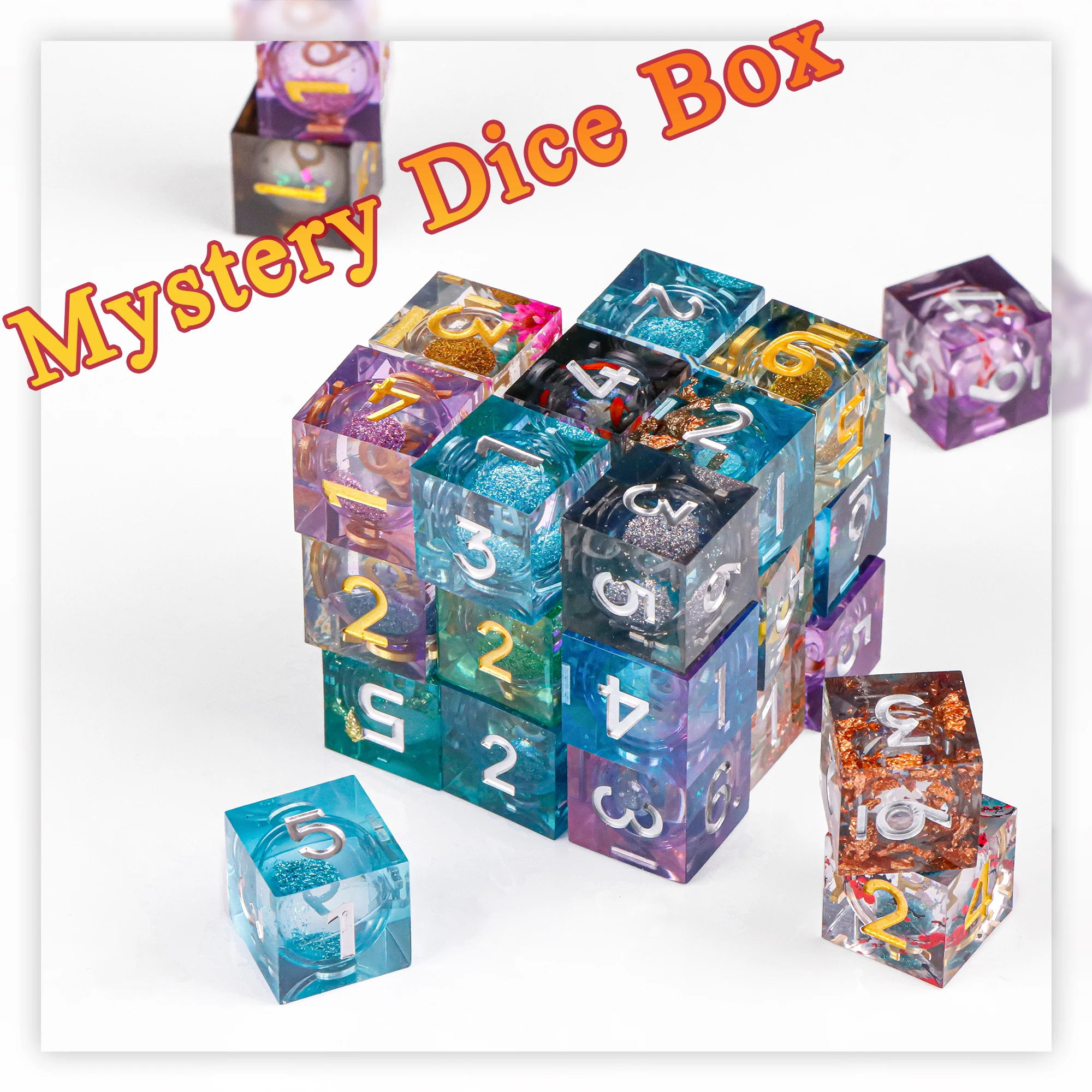 Mystery Dice Box Random 7Pcs DND Dice Set, Metal Resin Polyhedral Dice Blind Box, TRPG Tabletop Roleplaying Game Dice Gift