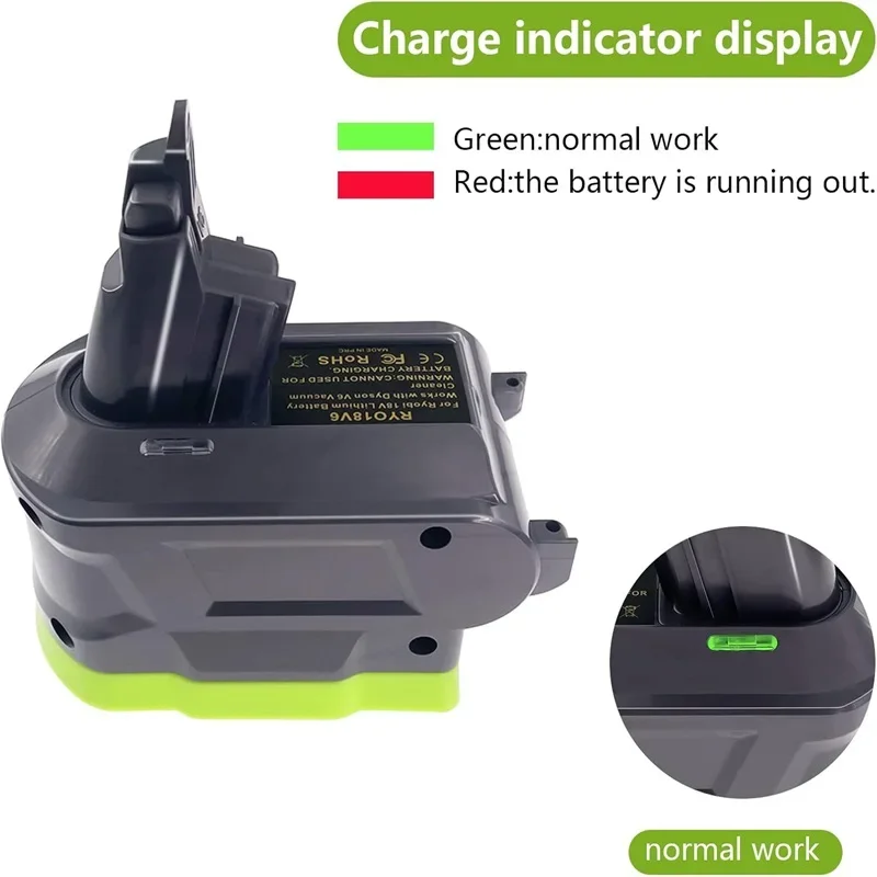 Adaptador de repuesto de batería para aspiradora de mano, 3 en 1, para Ryobi 18V, compatible con Dyson V6, V7, V8