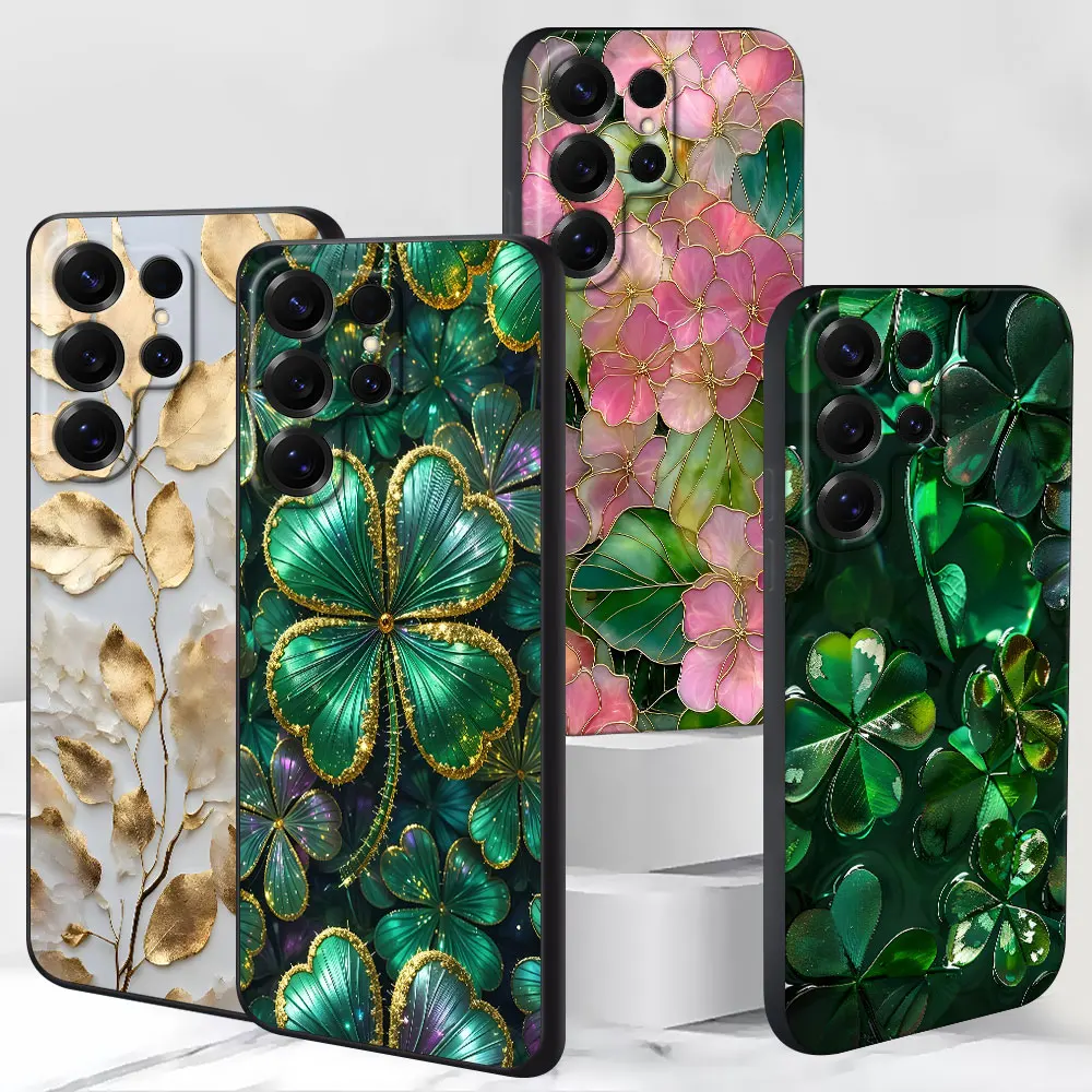 

Luxury Botanical Magnetic Case for Samsung Galaxy S25 S21 S24 S10 S23 S22 Ultra S20 FE S8 S9 Plus S7 Edge Black TPU Phone Cover