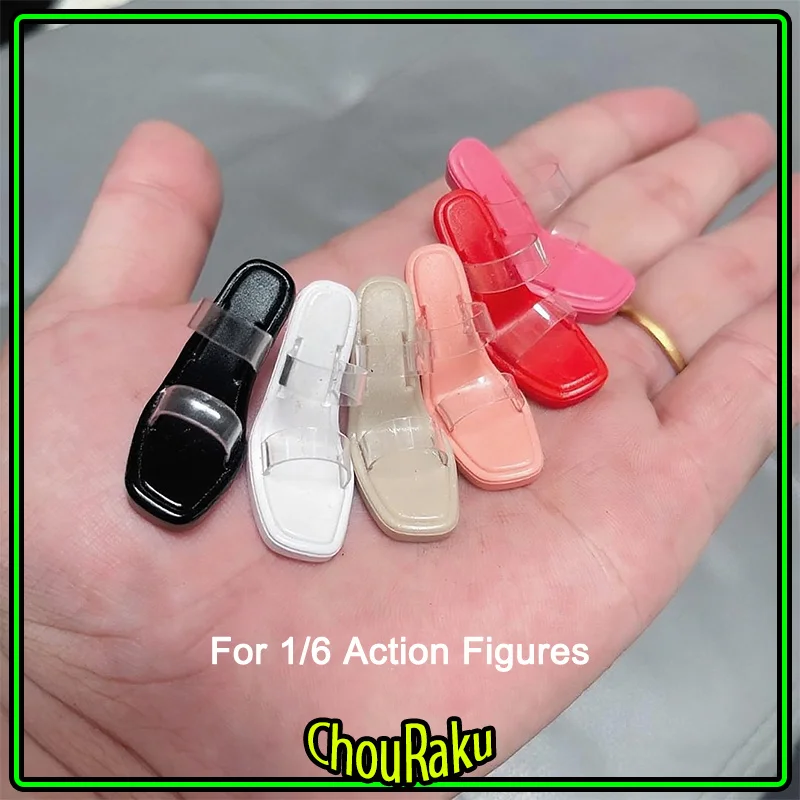 

For 1/6 Action figures Doll Shoes High Heels Sandals Strap Transparent Crystal Ultra Waterproof Coarse Heels Cool Slippers
