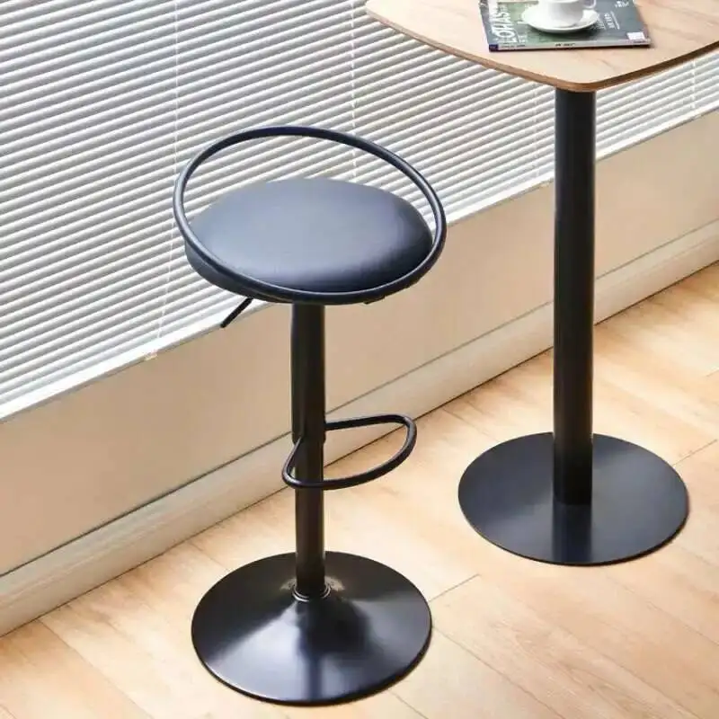 

Design Swivel Reception Manicure Bar Stools Minimalist Black Island Stool Modern High Breakfast Taburetes De Bar Furniture