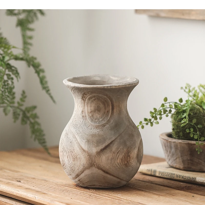 Log Wind Paulownia Wood Vase Desk Decoration Living Room Adornment Flower Arrangement Modern Home Accessories