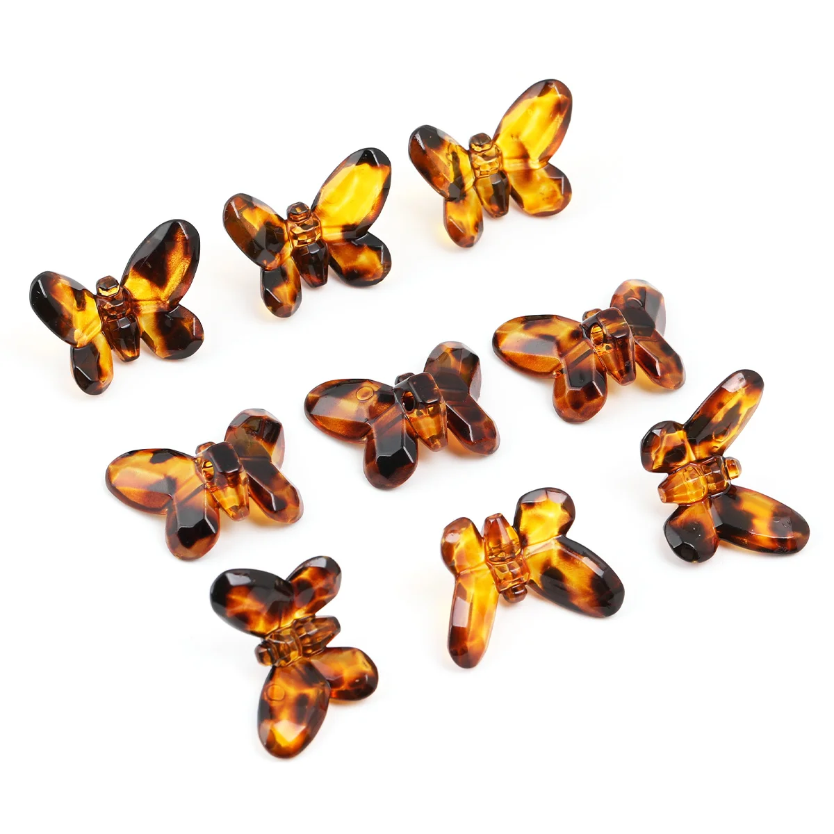 8pcs/16pcs Acrylic Beads,33*25mm&44*32mm Tortoise Leopard Butterfly Loose Beads for DIY Handmade Jewelry Making Supplies
