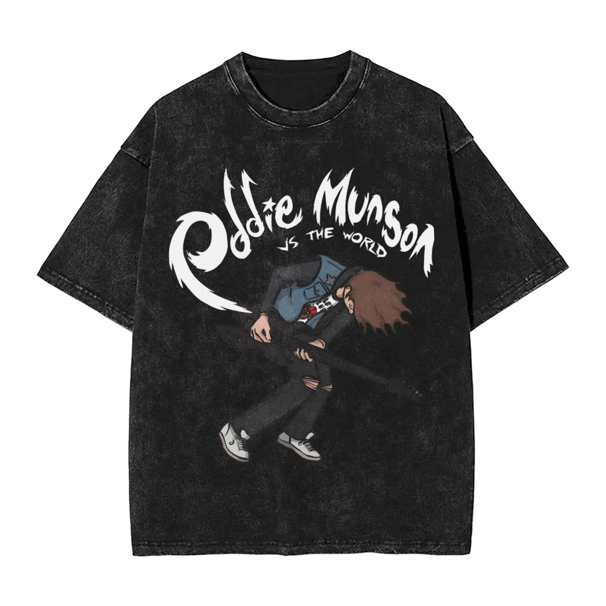 Eddie vs the World Scotts Pilgrims  Accessories Washed T Shirts for Men Women Streetwear Hip Hop T-Shirts Printed